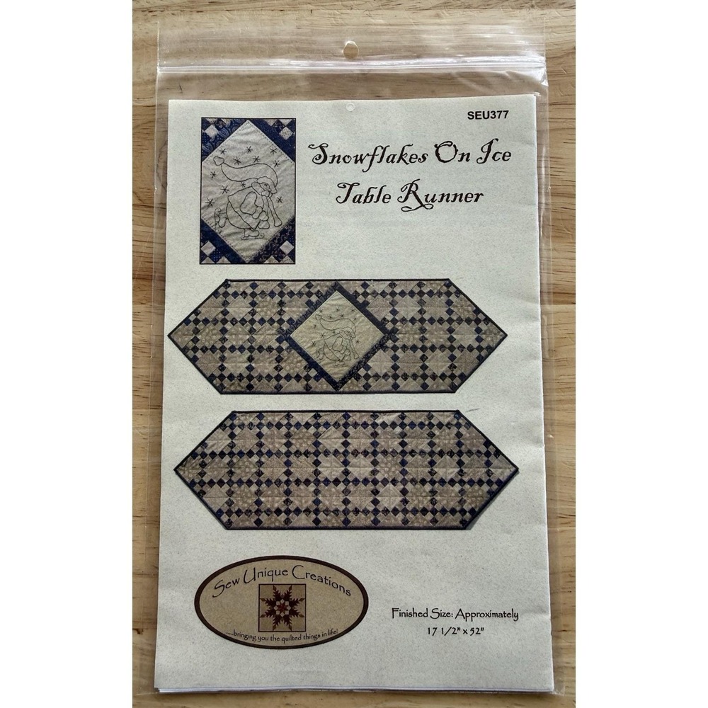 Sew Unique‎ Creations Pattern: Snowflakes On Ice Table Runner 17.25"x52"